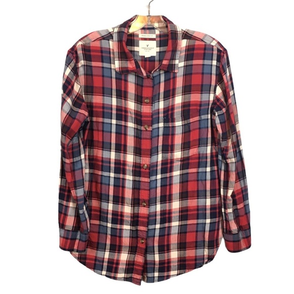 AMERICAN EAGLE Plaid Button Down Shirt Lightweight - Picture 1 of 4